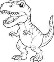 Angry Dinosaur Coloring Page - Simple Outline vector