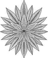 Marijuana Leaf Mandala Coloring Page for Teens - Simple Outline vector