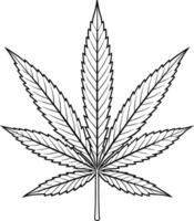 Marijuana Leaf Coloring Page for Teens - Simple Outline vector