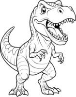Angry T-Rex Dinosaur Coloring Page - Simple Outline vector