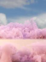 Dreamy platform podium scene with clouds and sky product display photo