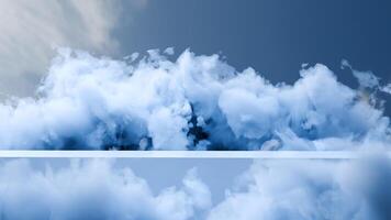 Dreamy platform podium scene with clouds and sky product display photo