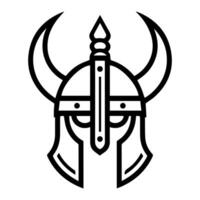 Viking Helmet logo or modern line icon. line art and icon design with bold outline. Black and white Pixel Perfect minimalistic symbol isolate white background. Creative logotype vector