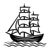 Ship logo or modern line icon. line art and icon design with bold outline. Black and white Pixel Perfect minimalistic symbol isolate white background. Creative logotype vector