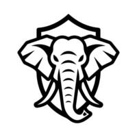 Elephant Shield logo or modern line icon. line art and icon design with bold outline. Black and white Pixel Perfect minimalistic symbol isolate white background. Creative logotype vector
