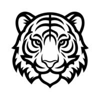 Tiger Face logo or modern line icon. line art and icon design with bold outline. Black and white Pixel Perfect minimalistic symbol isolate white background. Creative logotype vector
