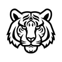Tiger Face logo or modern line icon. line art and icon design with bold outline. Black and white Pixel Perfect minimalistic symbol isolate white background. Creative logotype vector