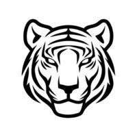 Tiger Face logo or modern line icon. line art and icon design with bold outline. Black and white Pixel Perfect minimalistic symbol isolate white background. Creative logotype vector