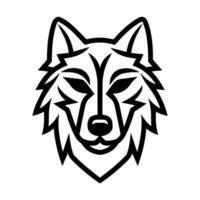 Wolf face logo or modern line icon. line art and icon design with bold outline. Black and white Pixel Perfect minimalistic symbol isolate white background. Creative logotype vector