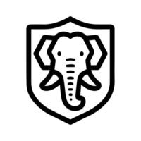 Elephant Shield logo or modern line icon. line art and icon design with bold outline. Black and white Pixel Perfect minimalistic symbol isolate white background. Creative logotype vector
