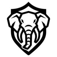 Elephant Shield logo or modern line icon. line art and icon design with bold outline. Black and white Pixel Perfect minimalistic symbol isolate white background. Creative logotype vector