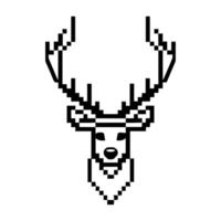 Deer Pixel logo or modern line icon. line art and icon design with bold outline. Black and white Pixel Perfect minimalistic symbol isolate white background. Creative logotype vector