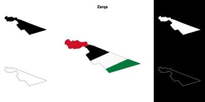 Zarqa governorate outline map set vector