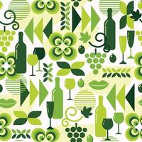White wine theme background with design elements in simple geometric style. Seamless pattern with abstract shapes. Good for branding, decoration of wine package, cover design, decorative print vector