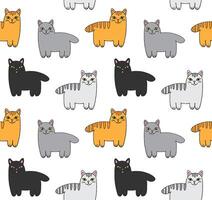 Seamless pattern of doodle colored cat vector