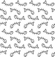 Seamless pattern of sketch fish skeleton vector