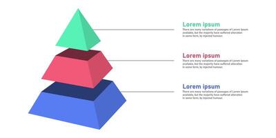 Infographic Design Template. Pyramid Infographic concept with 3 levels. For your business presentation, banner, flow diagram, and process diagram. vector