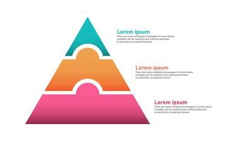 Infographic Design Template. Pyramid Infographic concept with 3 levels. For your business presentation, banner, flow diagram, and process diagram. vector