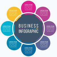 Circle Infographic design 8 steps, objects, options or elements business information template vector