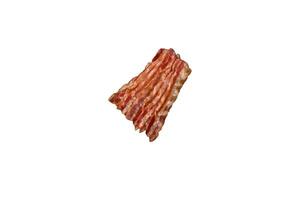 Delicious bacon in the form of slices with salt, spices and herbs photo