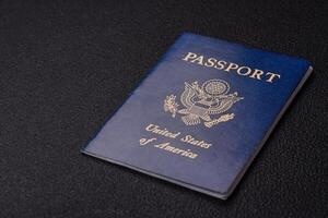 United States of America passport, airline tickets and money photo