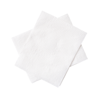 Top view of folded white tissue paper in stack isolated with clipping path in file format png