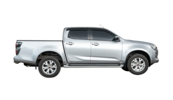 Side view of single bronze or white pickup truck isolated with clipping path in file format png