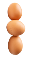 Front view of brown chicken eggs in stack isolated with clipping path in file format png