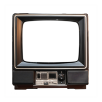 Old vintage television monitor screen with empty displays isolated background, electronic device for showing detail. Front view of old computer monitor with clipping path isolated png