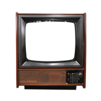 Old vintage television monitor screen with empty displays isolated background, electronic device for showing detail. Front view of old computer monitor with clipping path isolated png