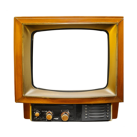 Old vintage television monitor screen with empty displays isolated background, electronic device for showing detail. Front view of old computer monitor with clipping path isolated png