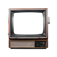 Old vintage television monitor screen with empty displays isolated background, electronic device for showing detail. Front view of old computer monitor with clipping path isolated png