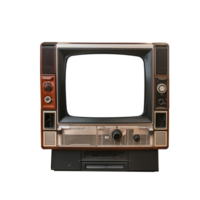 Old vintage television monitor screen with empty displays isolated background, electronic device for showing detail. Front view of old computer monitor with clipping path isolated png