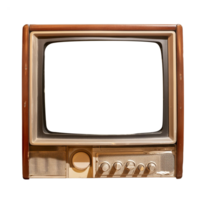 Old vintage television monitor screen with empty displays isolated background, electronic device for showing detail. Front view of old computer monitor with clipping path isolated png