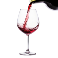 Pouring Red Wine Into Glass, Elegant Flow And Splash On Isolated Background. png