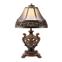 Antique Table Lamp with Elegant Design and Embellished Shade on Isolated Background. png