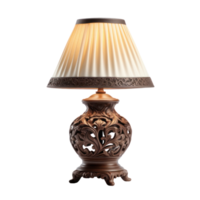 Antique Style Table Lamp with Intricate Patterns and Warm Light. Antique Table Lamp on Isolated Background. png
