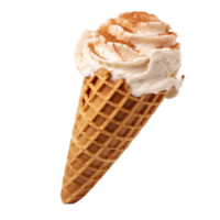 Delicious Vanilla Ice Cream Waffle Cone With Cinnamon Sprinkle On Isolated Background. png