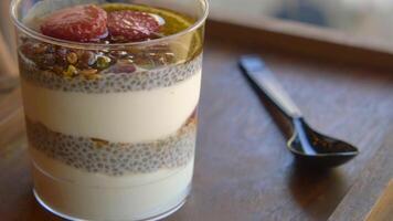 Nutritious Chia Seed Pudding with Granola and Strawberries is a healthy breakfast or dessert video