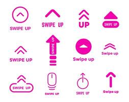 Swipe up icons, scroll and drag arrow buttons vector