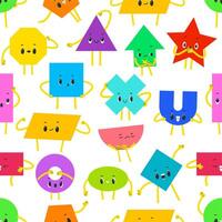 Math shape characters, seamless pattern background vector