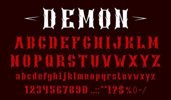 Devil font, demon typeface alphabet, Satan letters vector