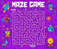 Labyrinth maze, help cartoon robots to find exit vector