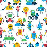 Cartoon robots seamless pattern, background vector