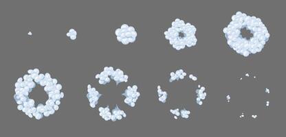 Animated smoke explosion cloud, game sprite vector