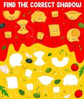 Find correct shadow of italian pasta characters vector