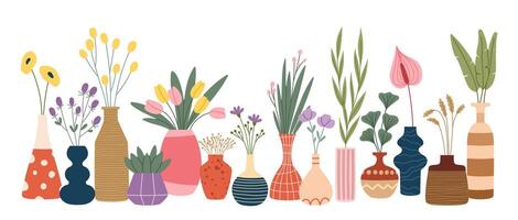 Scandinavian flower vases, pots and bottles vector