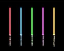 Light swords or glow sabers set with laser beams vector