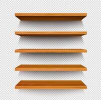 Wooden store shelf on transparent background vector