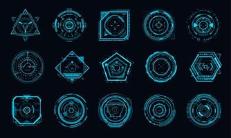 HUD aim control target panel and compass frame vector